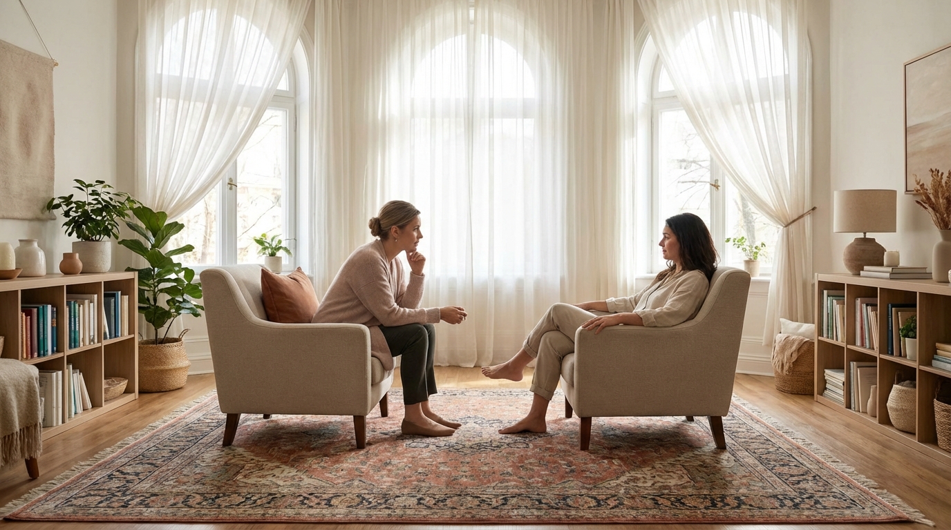 Bireysel danışmanlık ilk seans ortamı ve terapötik iletişim.